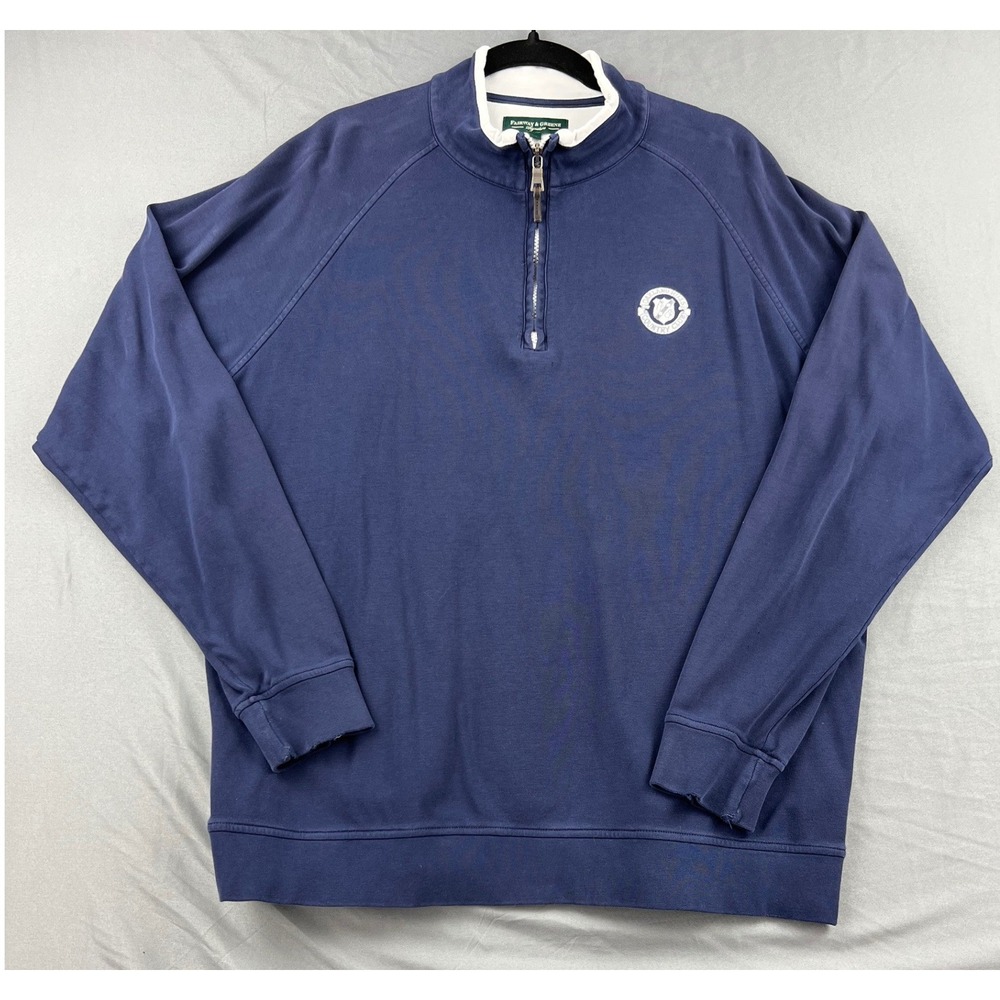 Fairway & Greene Pullover Men 2X Navy Blue Good Oakland Hills Pima Cottn 1/4 Zip